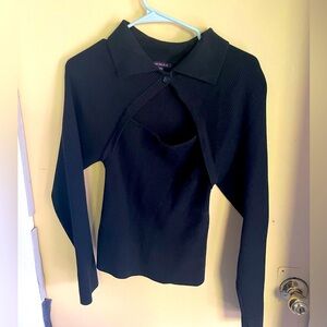 Black cutout polo top